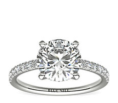 French Pave Diamond Engagement Ring in 14k White Gold (1/4 ct. tw.)